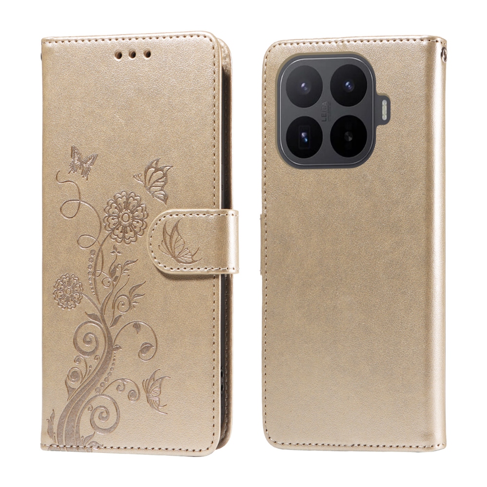 Flowery knížkové pouzdro na mobil Xiaomi 17T - zlaté