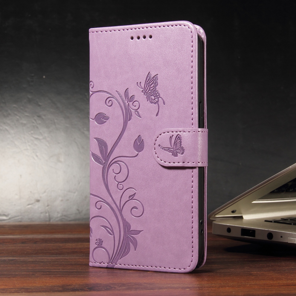 Flowery knížkové pouzdro na Oppo Reno 16 Pro 5G/Oppo Reno 16 5G - fialové
