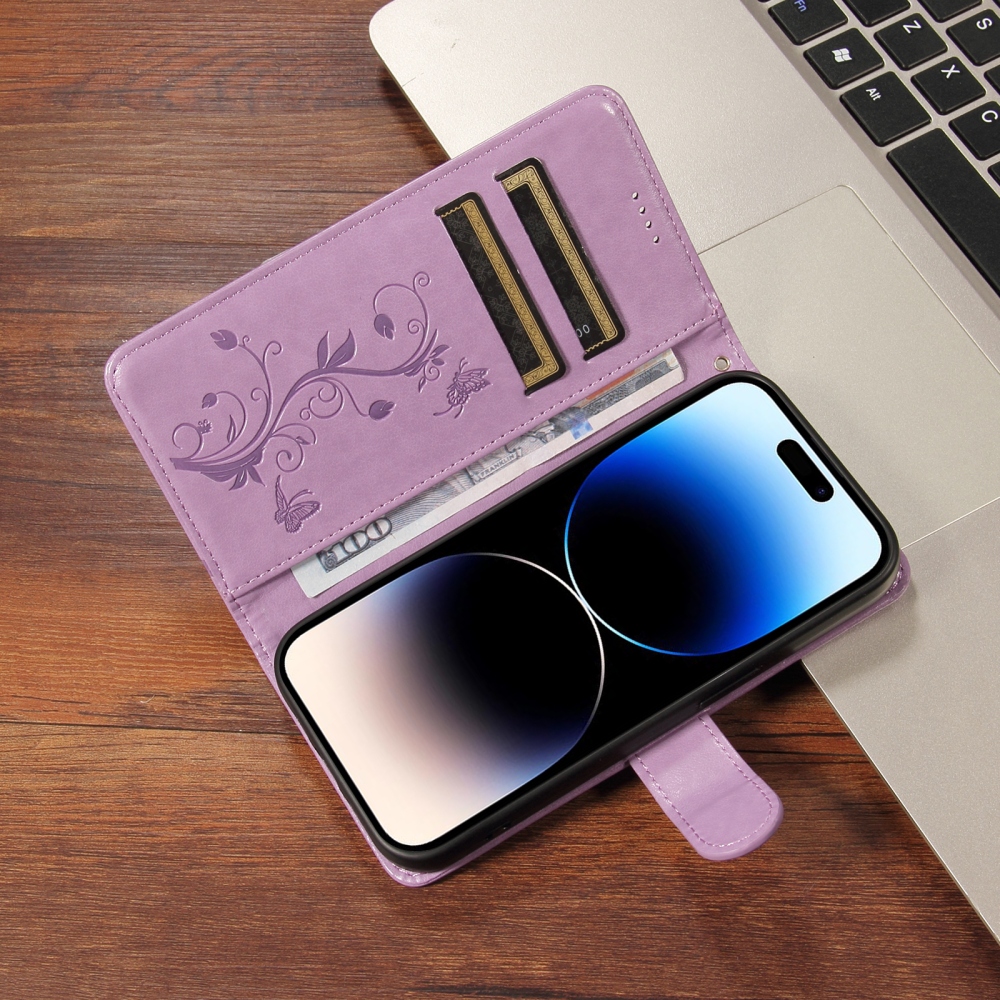 Flowery knížkové pouzdro na Oppo Reno 16 Pro 5G/Oppo Reno 16 5G - fialové