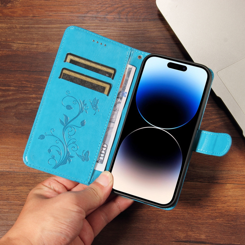 Flowery knížkové pouzdro na Oppo Reno 16 Pro 5G/Oppo Reno 16 5G - modré