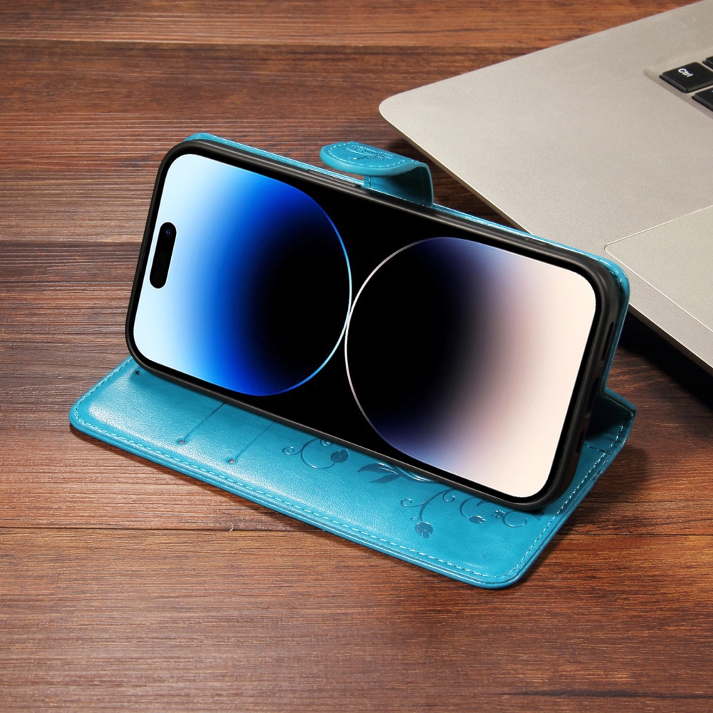Flowery knížkové pouzdro na Oppo Reno 16 Pro 5G/Oppo Reno 16 5G - modré