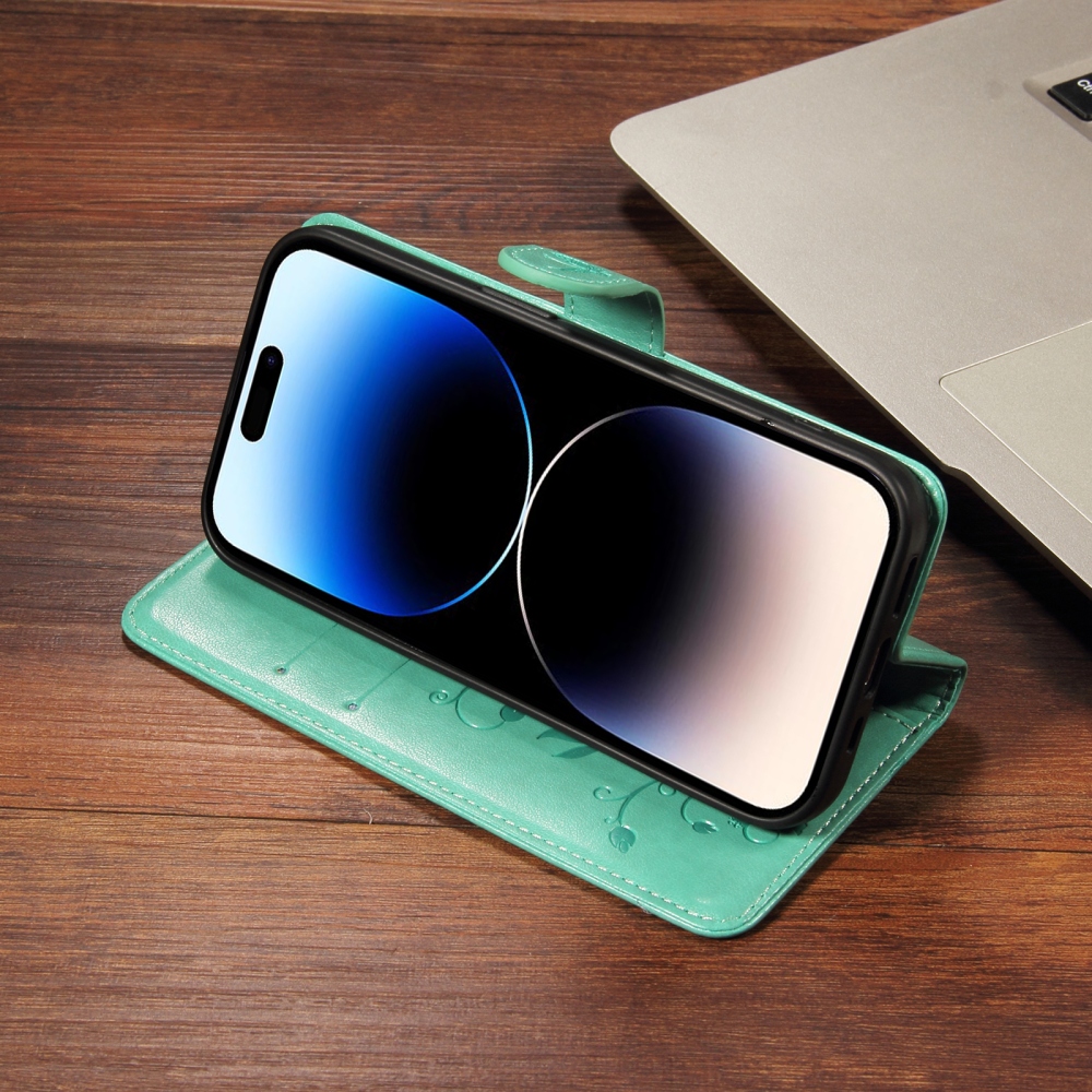 Flowery knížkové pouzdro na Oppo Reno 16 Pro 5G/Oppo Reno 16 5G - modrozelené