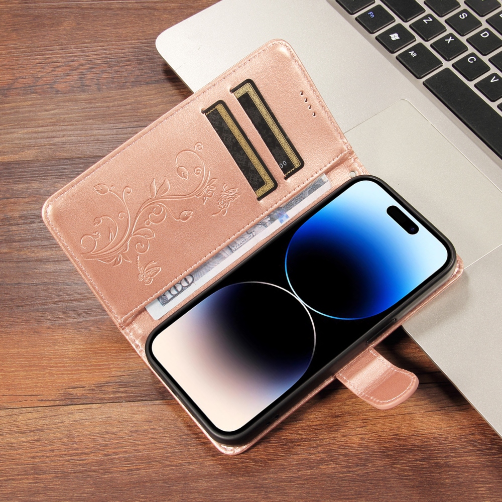 Flowery knížkové pouzdro na Oppo Reno 16 Pro 5G/Oppo Reno 16 5G - růžovozlaté
