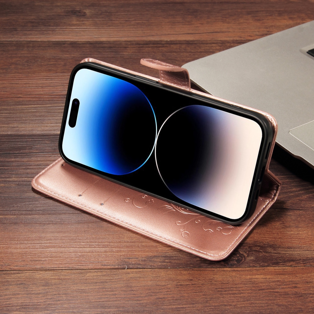 Flowery knížkové pouzdro na Oppo Reno 16 Pro 5G/Oppo Reno 16 5G - růžovozlaté