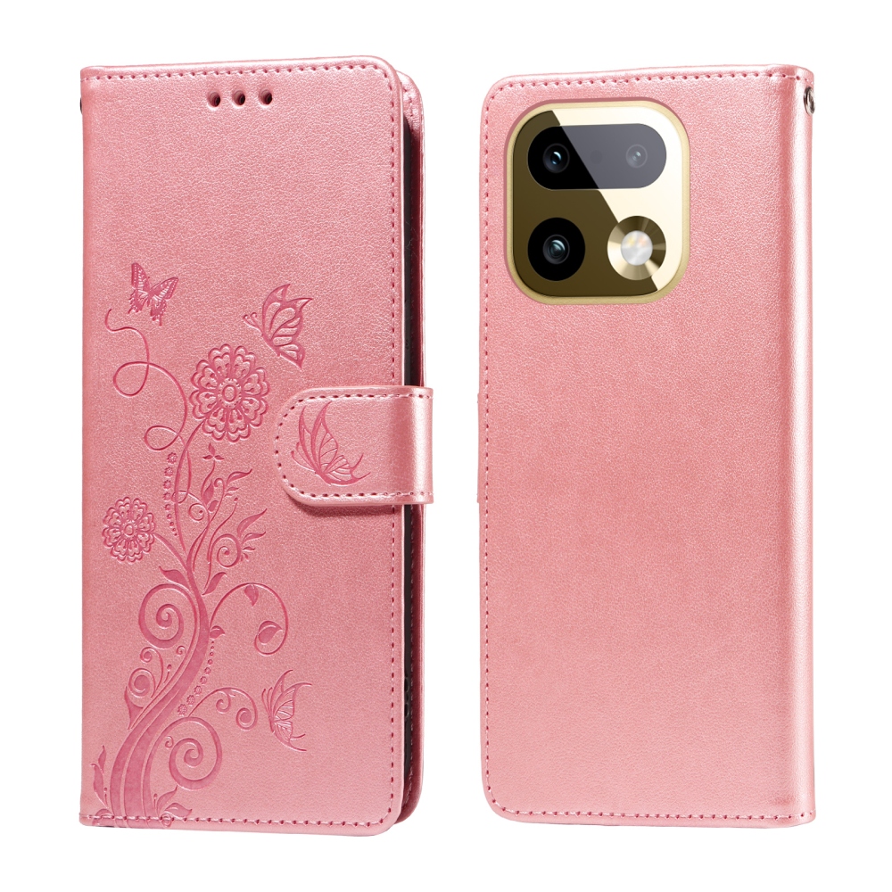 Flowery knížkové pouzdro na Realme 16 Pro+ 5G - růžové