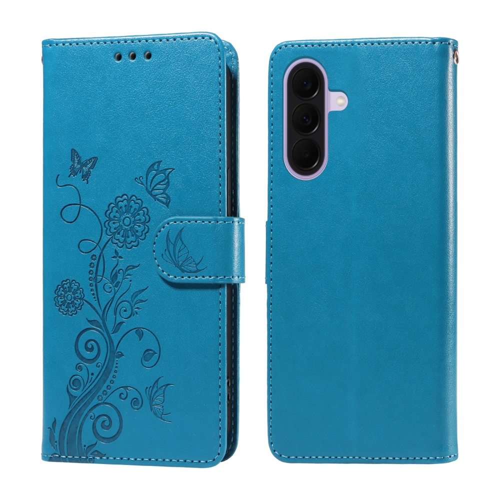 Flowery knížkové pouzdro na Samsung Galaxy A27 - modré