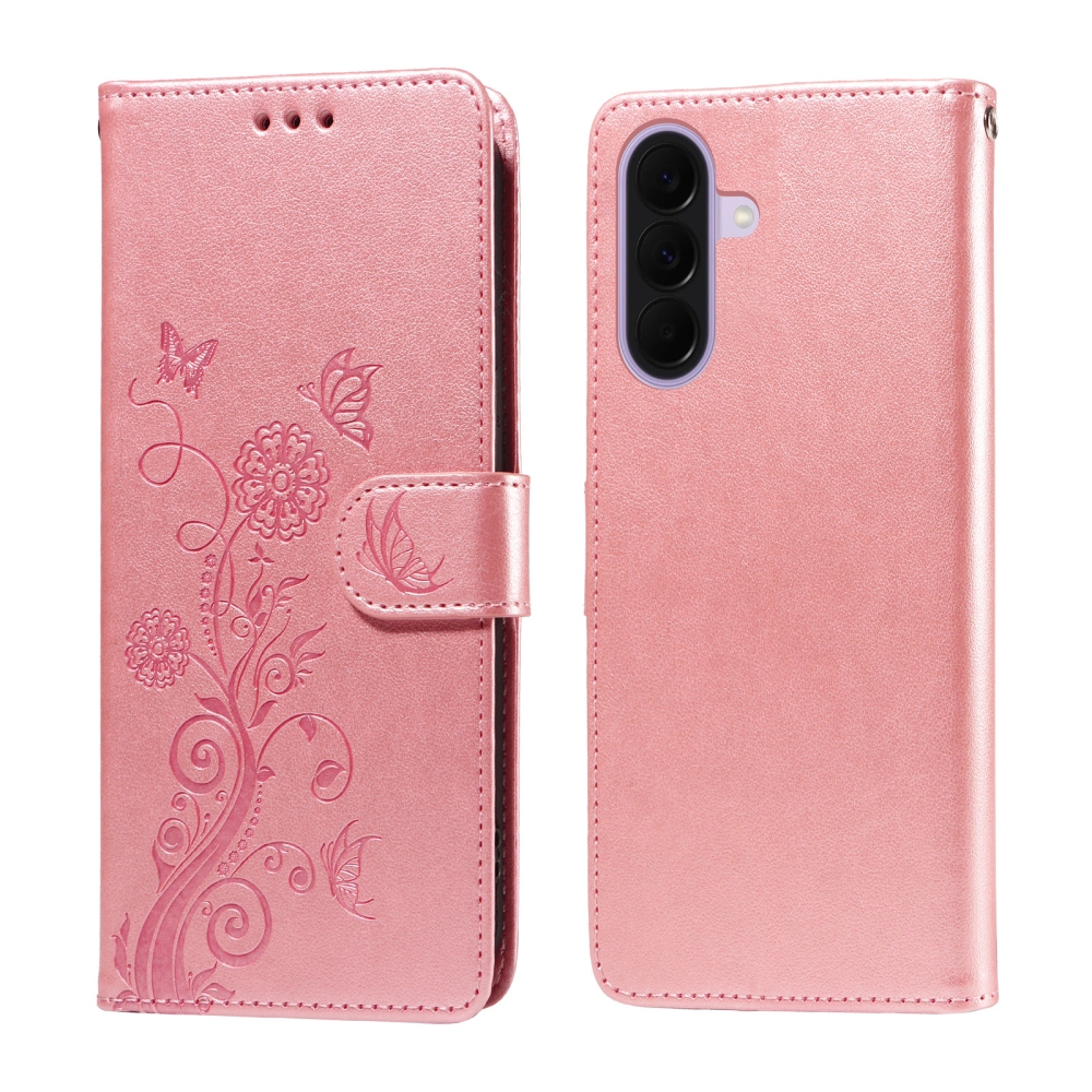 Flowery knížkové pouzdro na Samsung Galaxy A27 - růžové