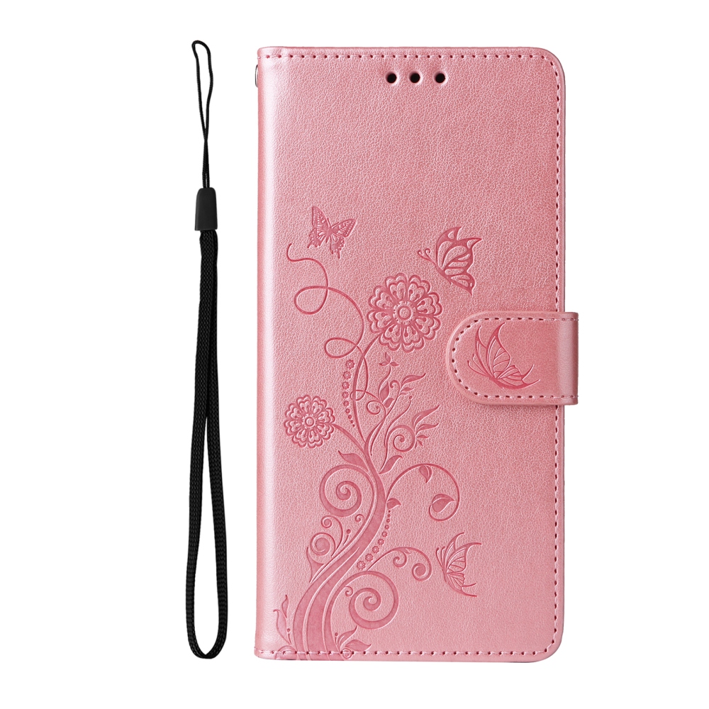 Flowery knížkové pouzdro na Samsung Galaxy A27 - růžové
