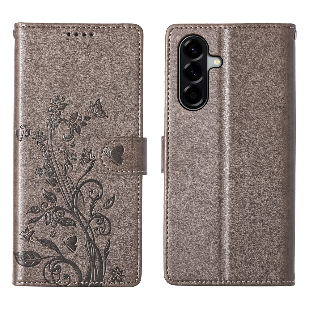 Flowery knížkové pouzdro na Samsung Galaxy A37 5G - šedé