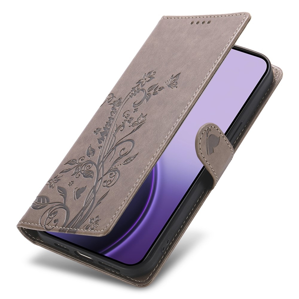 Flowery knížkové pouzdro na Samsung Galaxy A37 5G - šedé