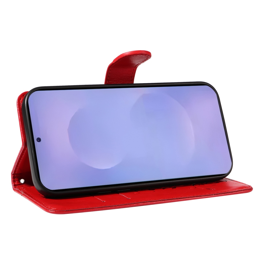 Flowery knížkové pouzdro na Samsung Galaxy S26+ - červené