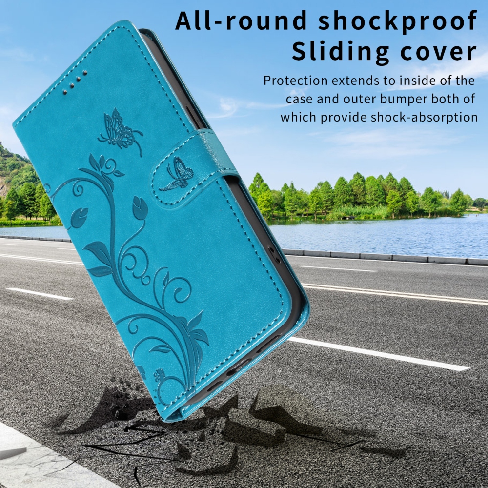 Flowery knížkové pouzdro na Samsung Galaxy S26+ - modré