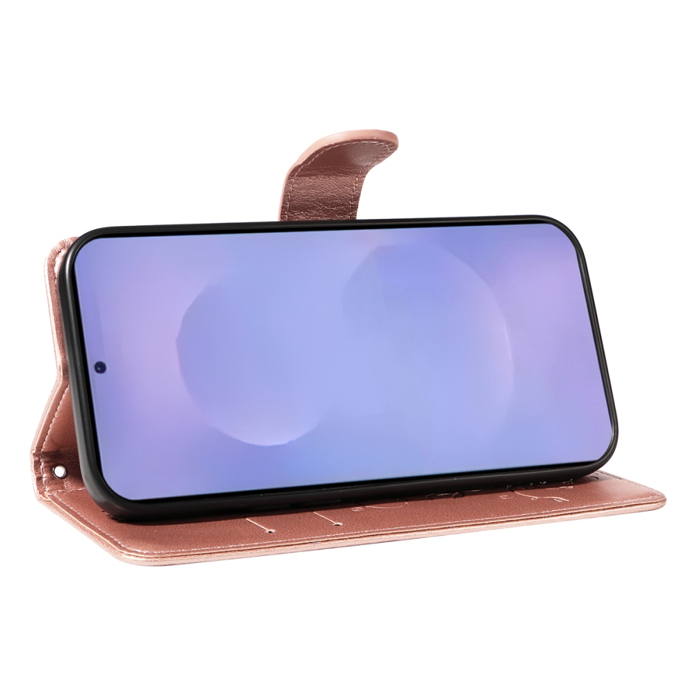 Flowery knížkové pouzdro na Samsung Galaxy S26+ - růžovozlaté