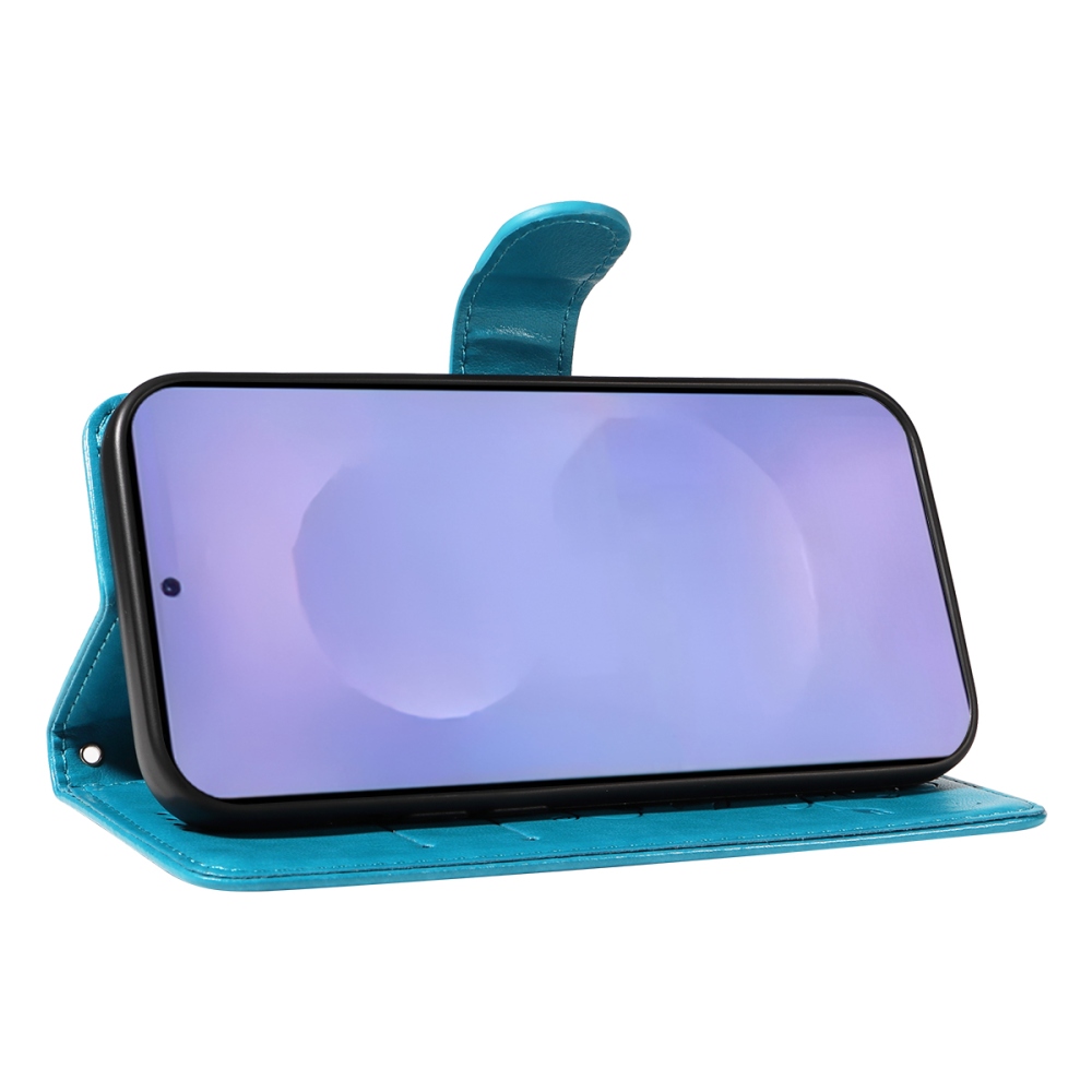 Flowery knížkové pouzdro na Samsung Galaxy S26/S26 Pro - modré