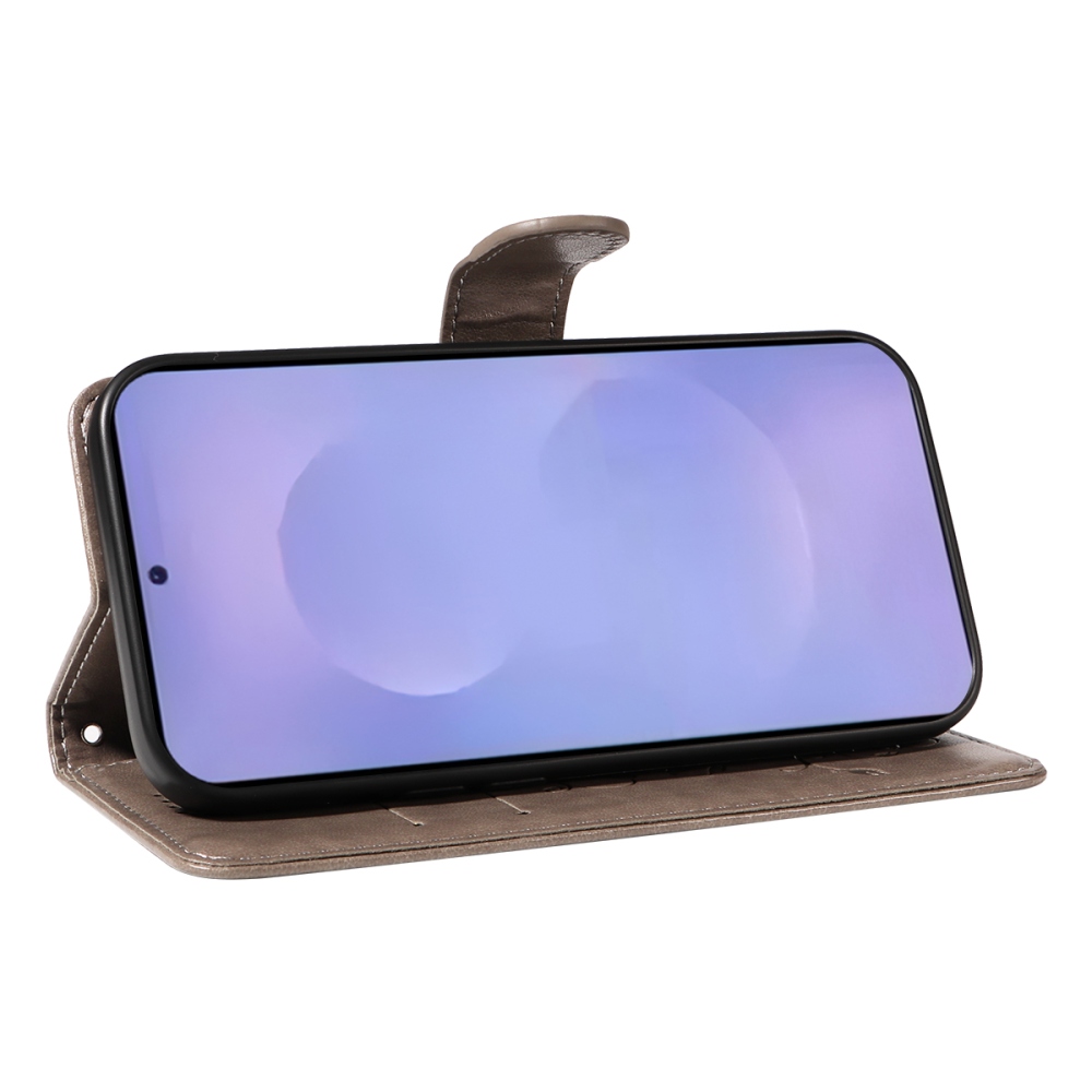 Flowery knížkové pouzdro na Samsung Galaxy S26/S26 Pro - šedé