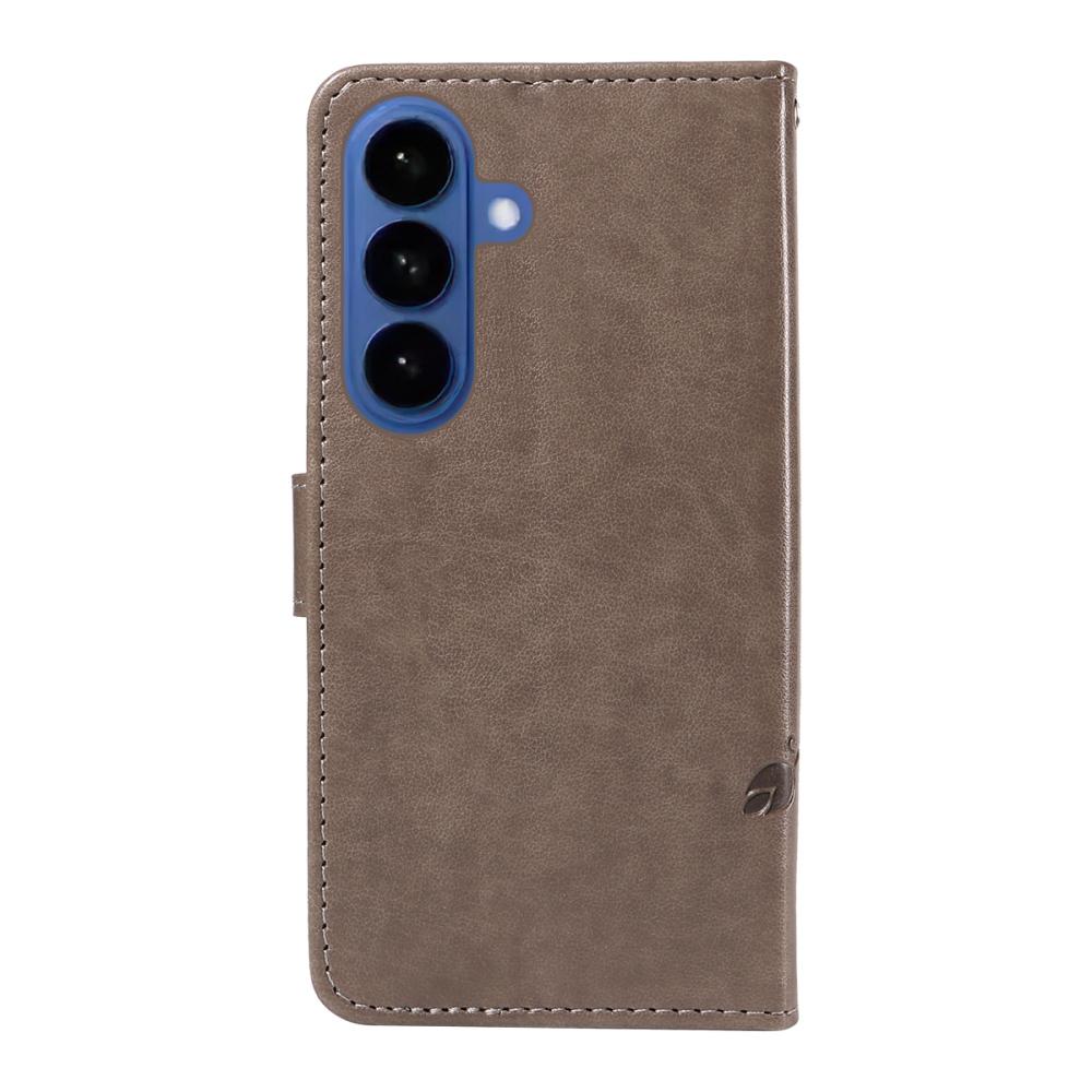 Flowery knížkové pouzdro na Samsung Galaxy S26+ - šedé