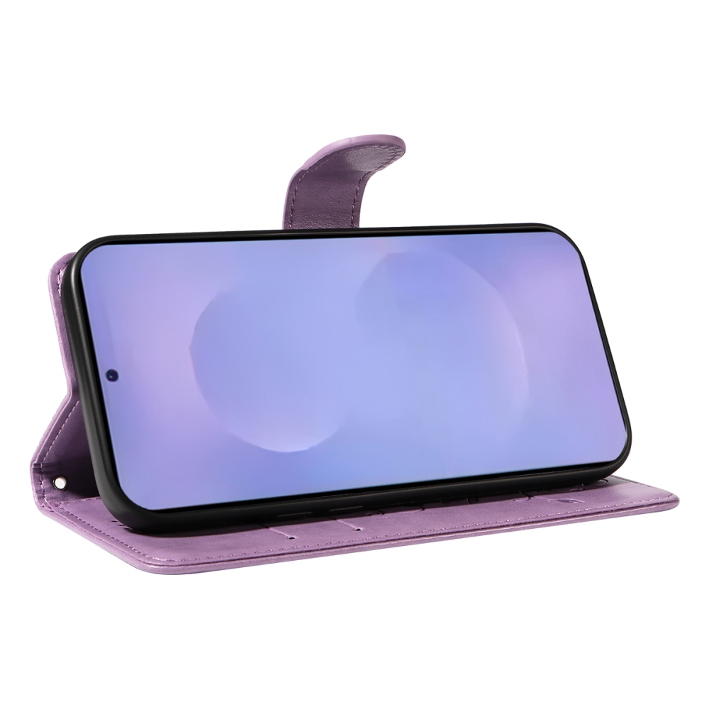 Flowery knížkové pouzdro na Samsung Galaxy S26+ - fialové