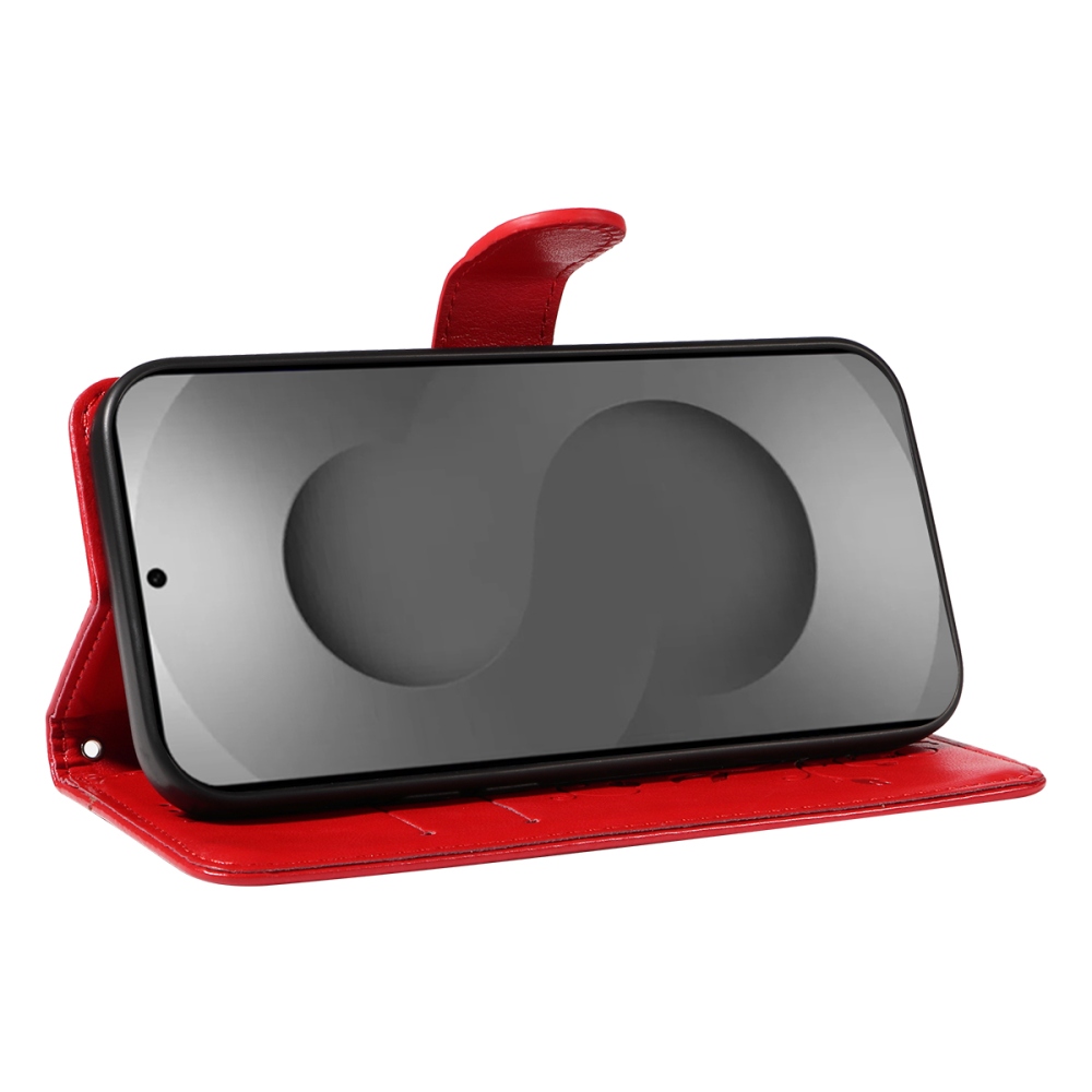 Flowery knížkové pouzdro na Samsung Galaxy S26 Ultra - červené