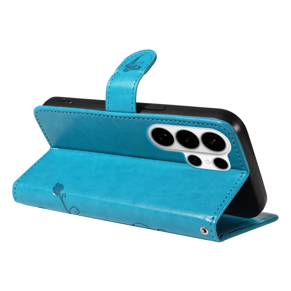 Flowery knížkové pouzdro na Samsung Galaxy S26 Ultra - modré