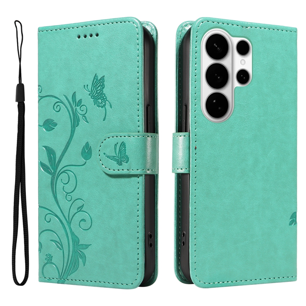 Flowery knížkové pouzdro na Samsung Galaxy S26 Ultra - modrozelené