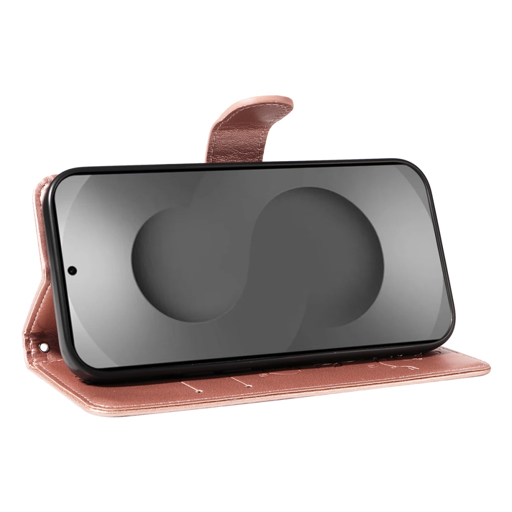 Flowery knížkové pouzdro na Samsung Galaxy S26 Ultra - růžovozlaté