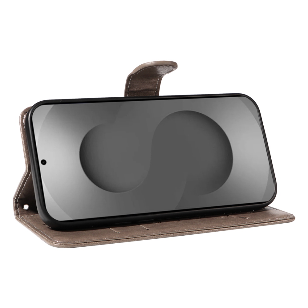 Flowery knížkové pouzdro na Samsung Galaxy S26 Ultra - šedé