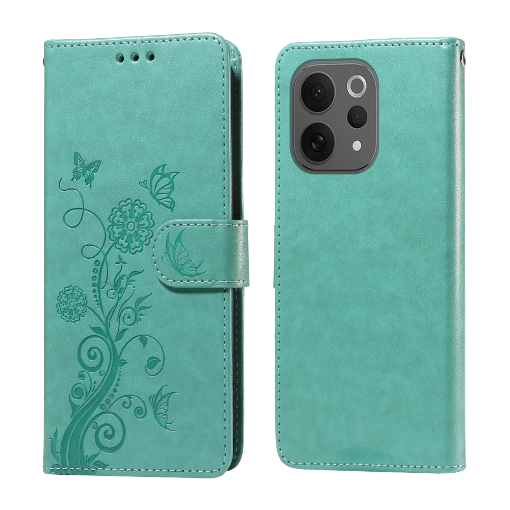 Flowery knížkové pouzdro na Vivo V70 5G - modrozelené