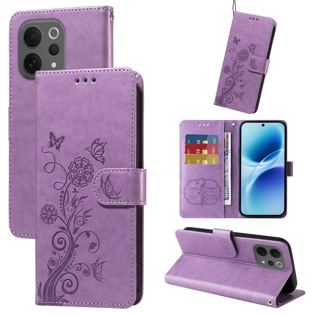 Flowery knížkové pouzdro na Vivo V70 5G - světlefialové
