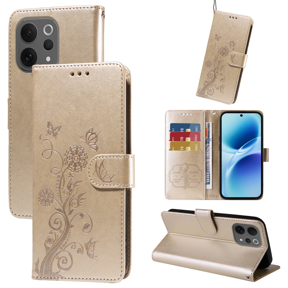 Flowery knížkové pouzdro na Vivo V70 5G - zlaté