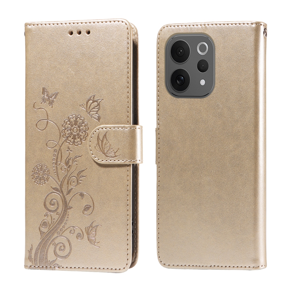 Flowery knížkové pouzdro na Vivo V70 5G - zlaté
