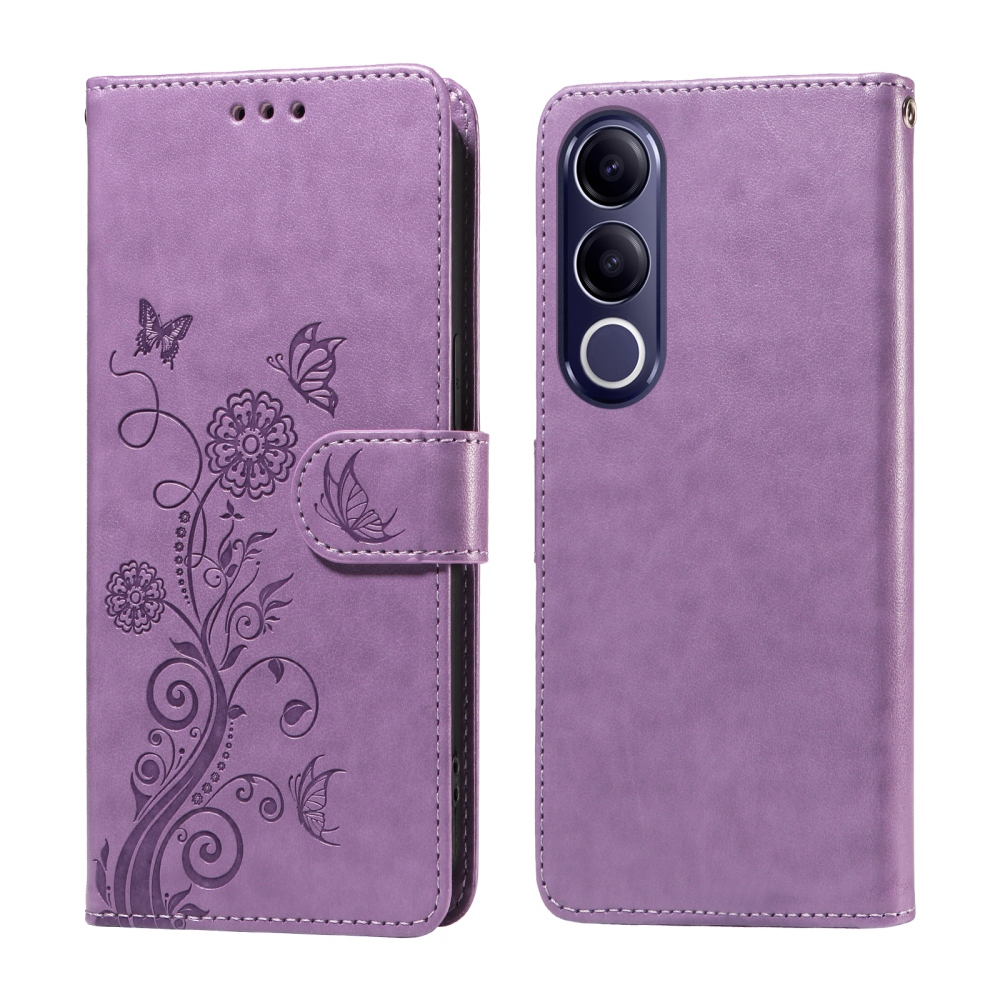 Flowery knížkové pouzdro na Vivo V70 FE 5G - fialové