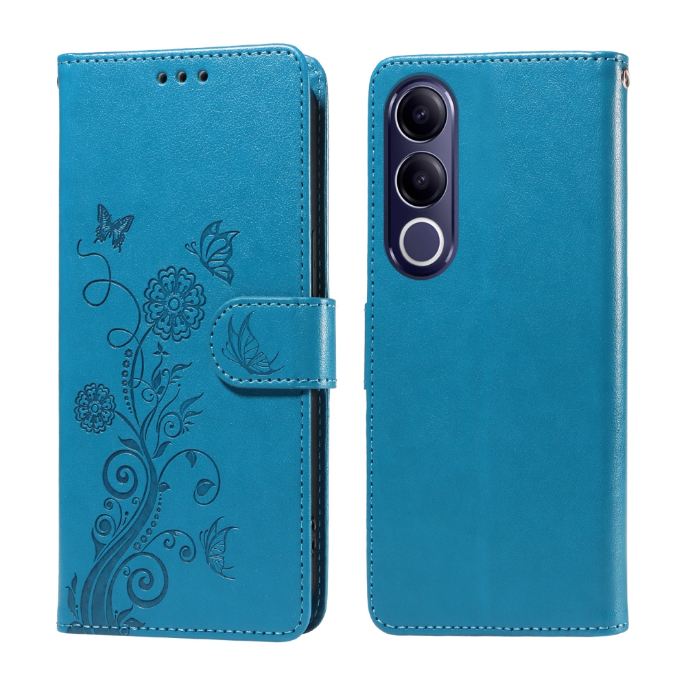 Flowery knížkové pouzdro na Vivo V70 FE 5G - modré