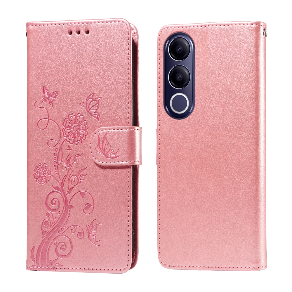 Flowery knížkové pouzdro na Vivo V70 FE 5G - růžové