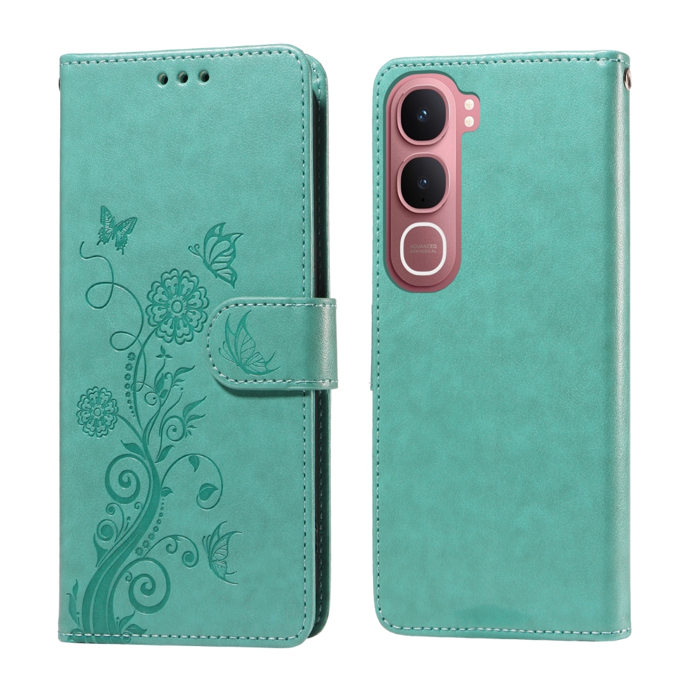 Flowery knížkové pouzdro na Vivo Y21d/Vivo Y31 5G - zelené