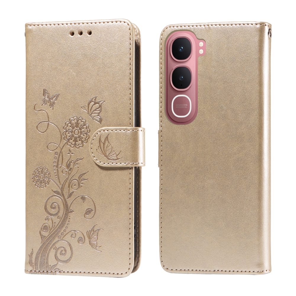 Flowery knížkové pouzdro na Vivo Y21d/Vivo Y31 5G - zlaté