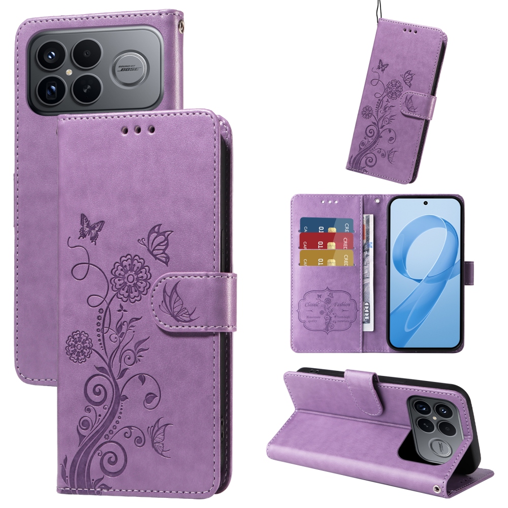 Flowery knížkové pouzdro na Xiaomi Poco F8 Ultra 5G - fialové