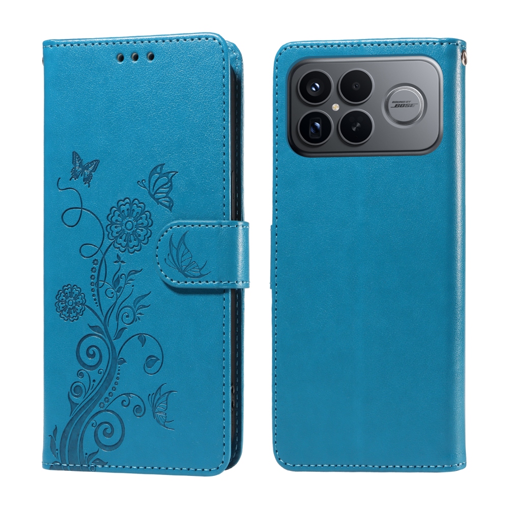 Flowery knížkové pouzdro na Xiaomi Poco F8 Ultra 5G - modré