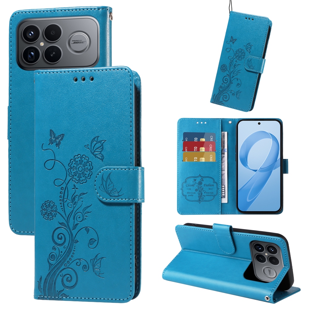 Flowery knížkové pouzdro na Xiaomi Poco F8 Ultra 5G - modré