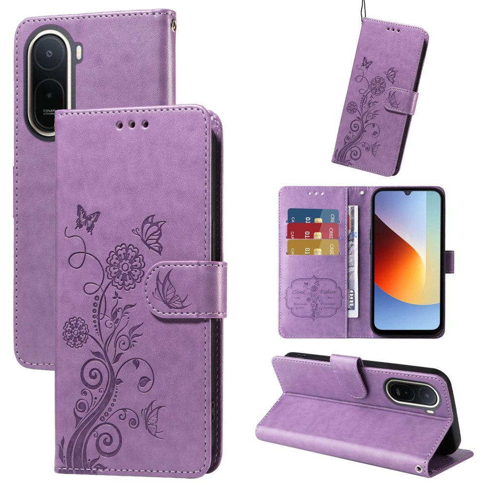 Flowery knížkové pouzdro na Xiaomi Redmi A7 Pro - fialové