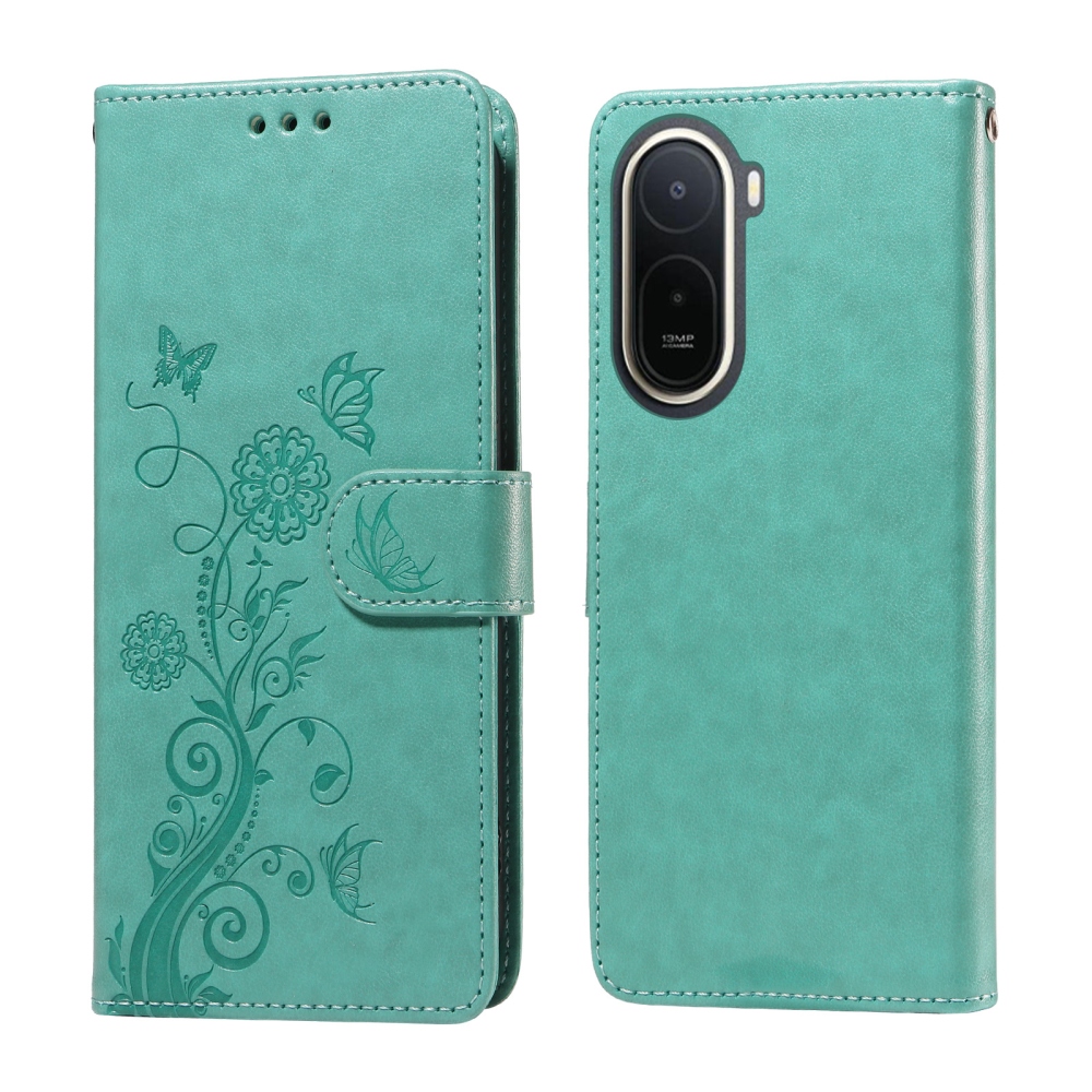 Flowery knížkové pouzdro na Xiaomi Redmi A7 Pro - modrozelené