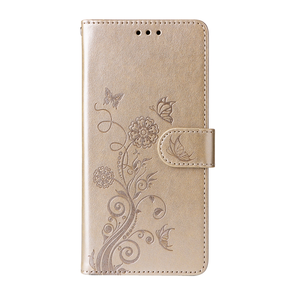 Flowery knížkové pouzdro na Xiaomi Redmi A7 Pro - zlaté