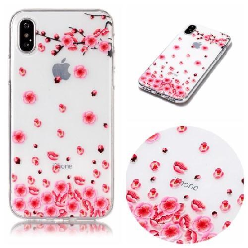 Flowi gelový obal na iPhone X - růžové květy