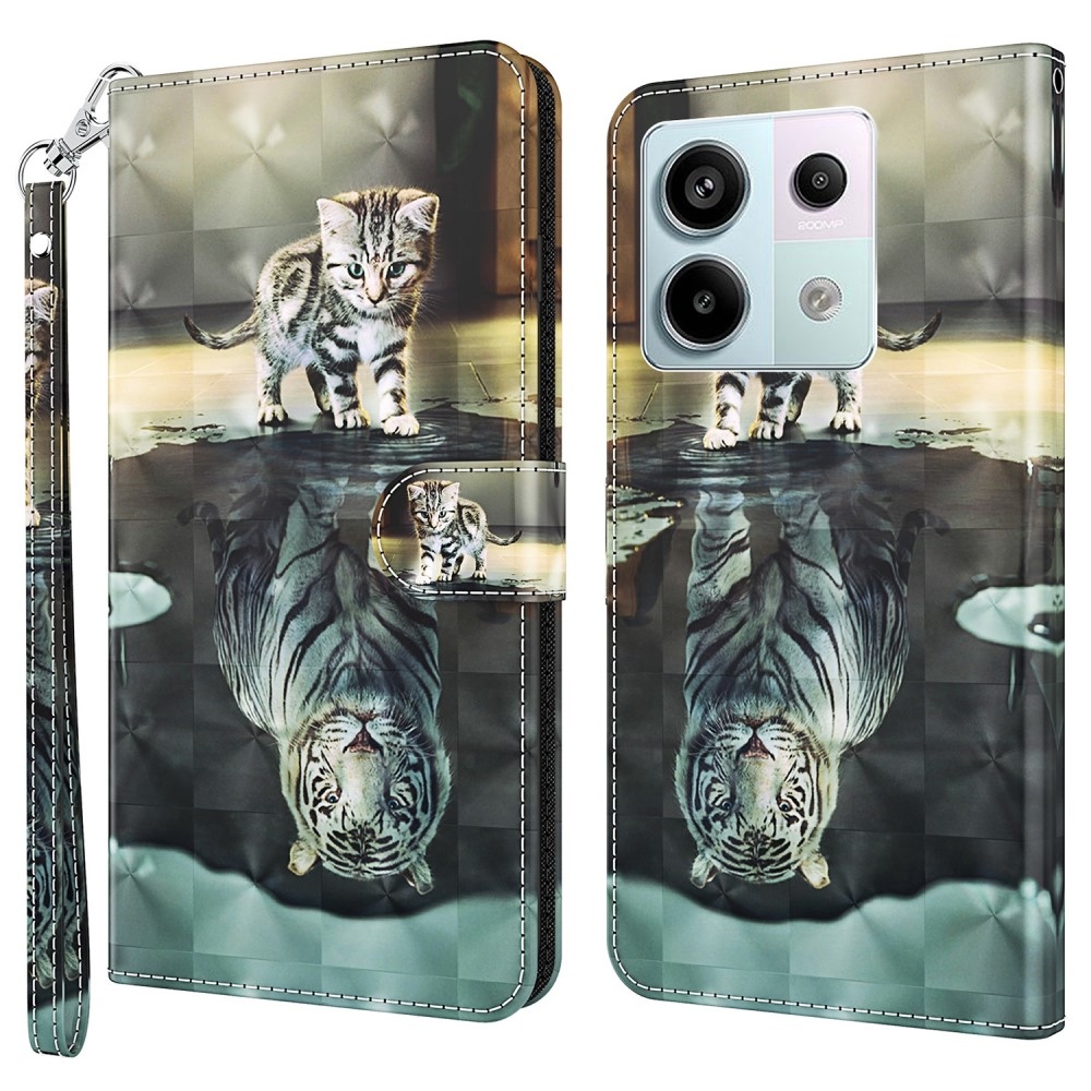 Print knížkové pouzdro na Xiaomi Redmi Note 13 Pro 5G/Poco X6 5G - kočka a odraz tygra
