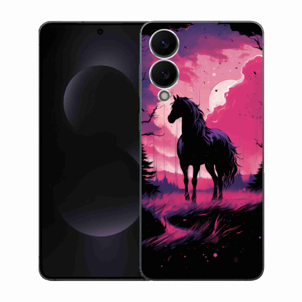 Gelový kryt mmCase na Samsung Galaxy S25 Edge - černý kreslený kůň 1