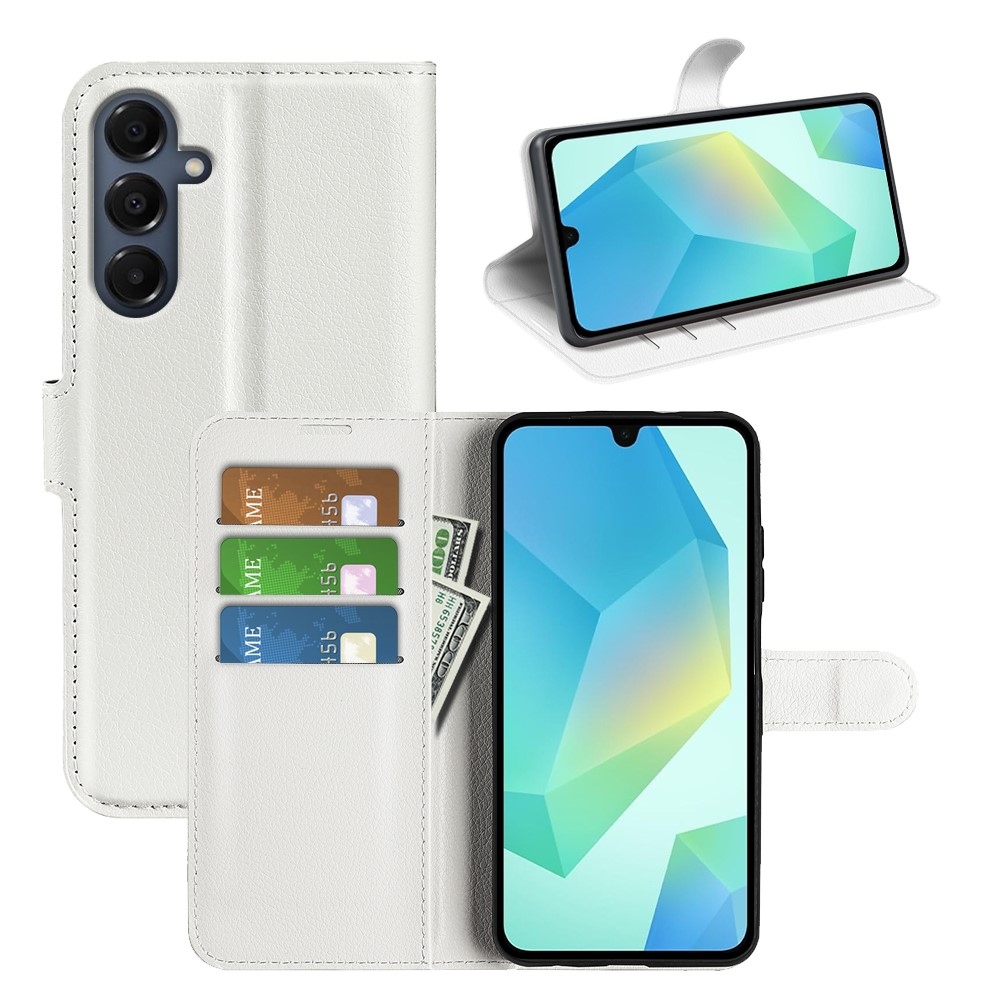 Litchi knížkové pouzdro na Samsung Galaxy A17 5G - bílé