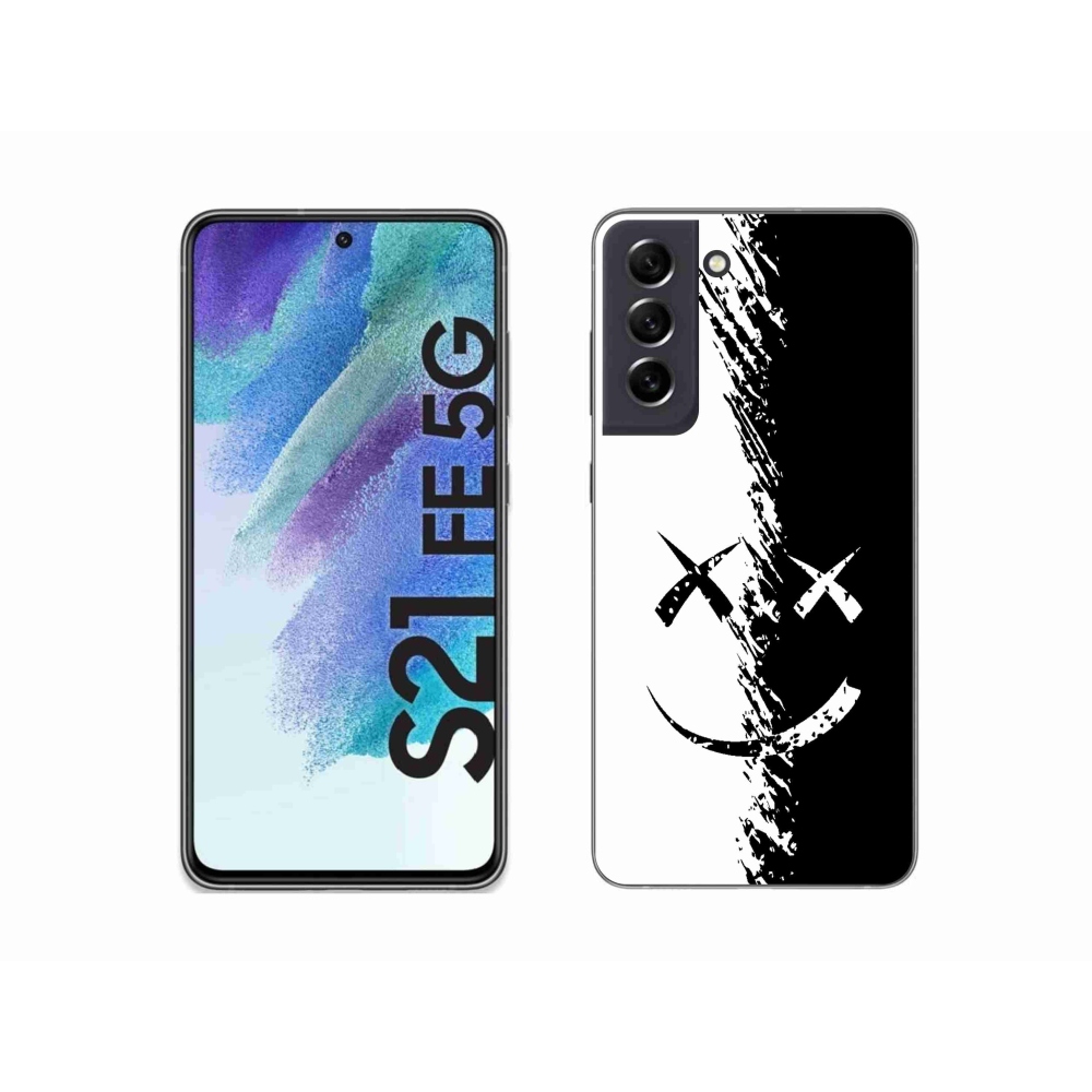 Gelový kryt mmCase na Samsung Galaxy S21 FE 5G - černobílý smajlík
