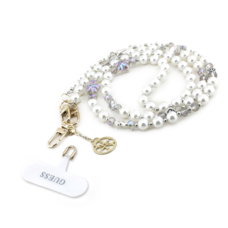 Guess Crossbody Popruh Pearl and 4G Charm White