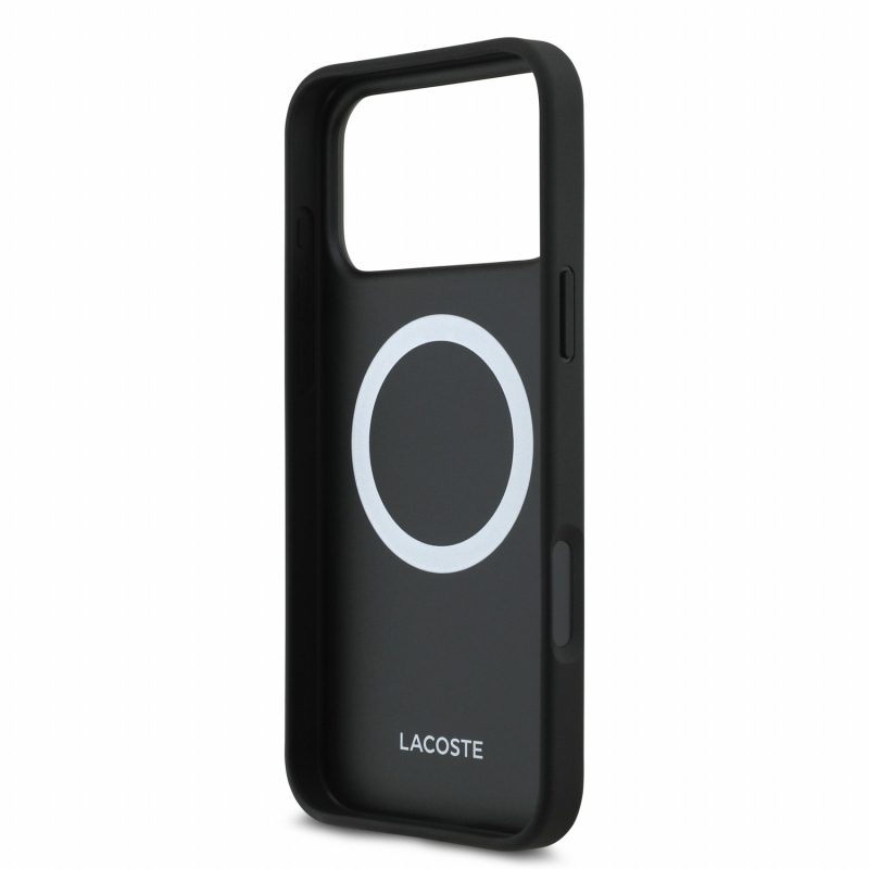 Lacoste PVC Iconic Petit Pique Metal Logo MagSafe Zadní Kryt pro iPhone 18 Pro Max Black