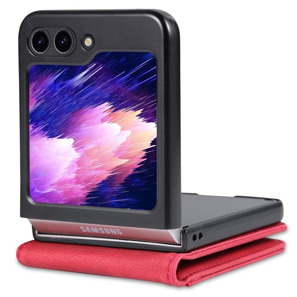 AZNS plastový kryt s PU kůží na Samsung Galaxy Z Flip5 5G - červený
