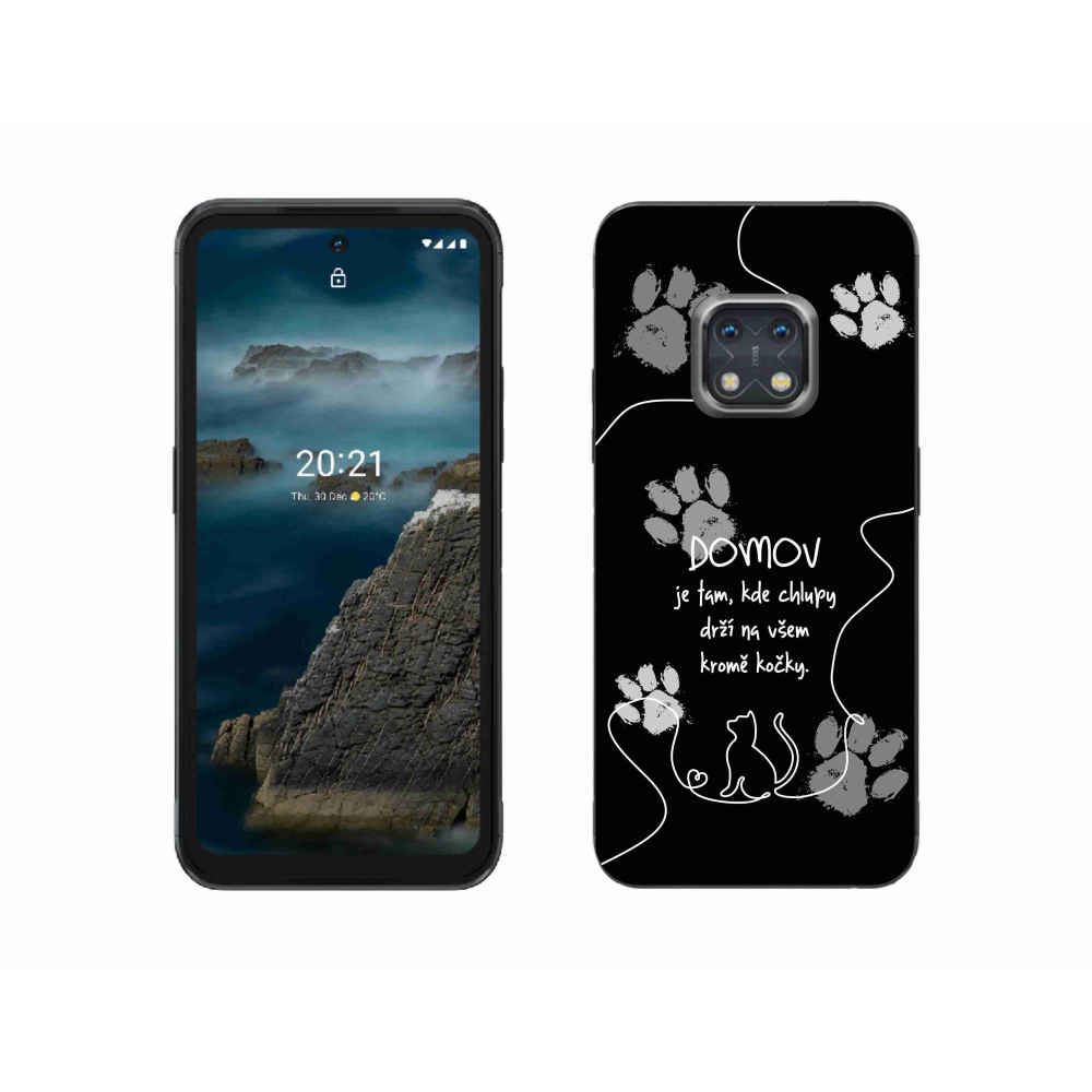 Gelový kryt mmCase na Nokia XR20 - kočičí motiv černé pozadí